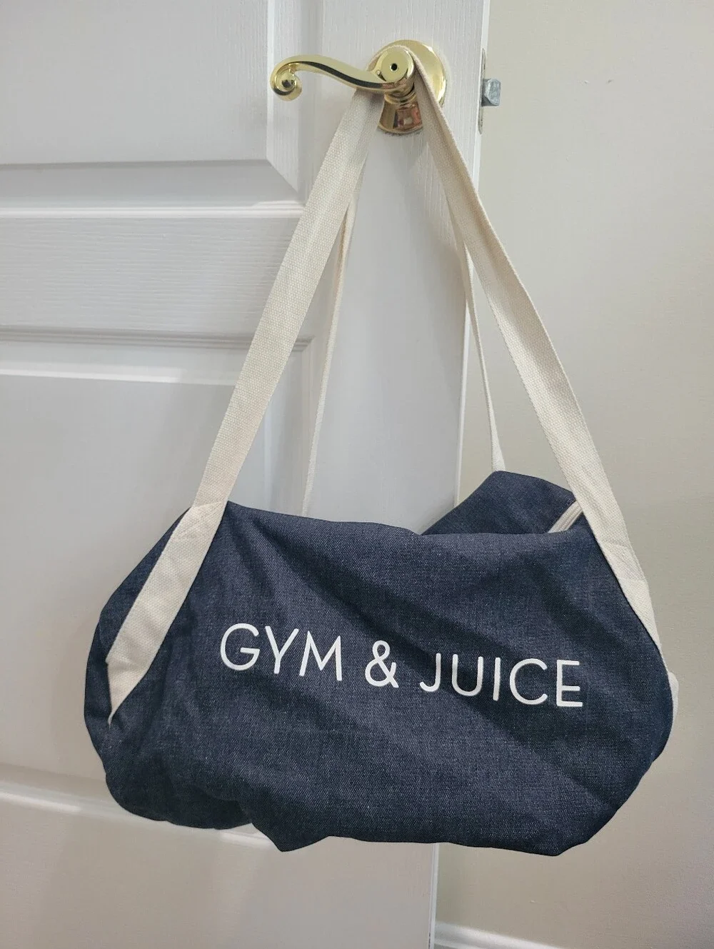 Private Party Gym & Juice Denim Gym Bag Duffle Travel Tote Weekender Workout bag